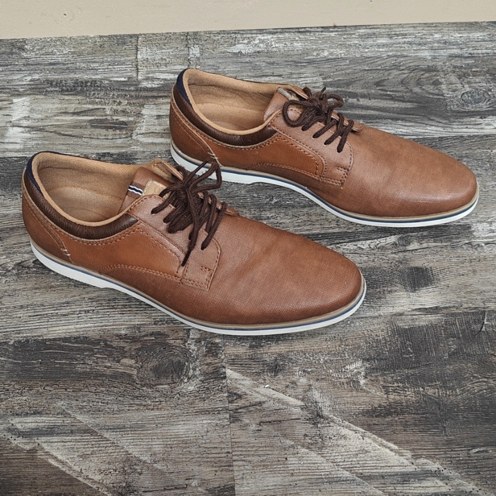 Aldo Flex Men's 10.5 Rubber Sole Oxford Tan Leather Shoes